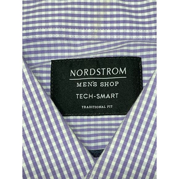 Nordstrom’s Men’s Shop Tech Smart Long Sleeve Button Up Purple White 16.5 34/35 - Picture 4 of 6